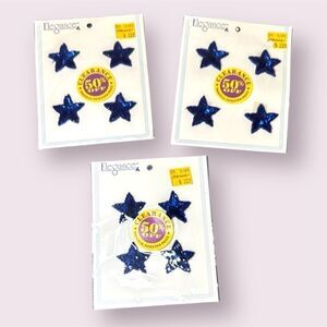 ELEGANCE Vintage 90s Blue Sequin Stars Appliques *NEW*
